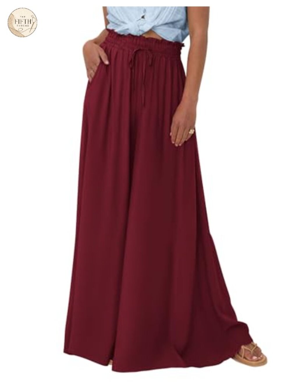 Wide Leg Palazzo Pants High Waist Pull On Flowy Casual